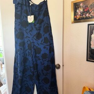 kate spade Navy and Black Floral Wide-Leg Jumpsuit